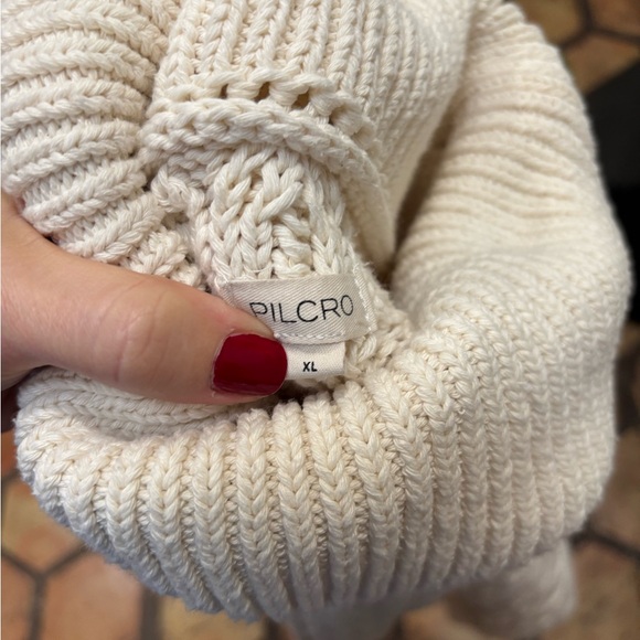 NWOT Pilcro for Anthropologie Oversized Cream Cable Knit Turtleneck Sweater - Picture 6 of 7